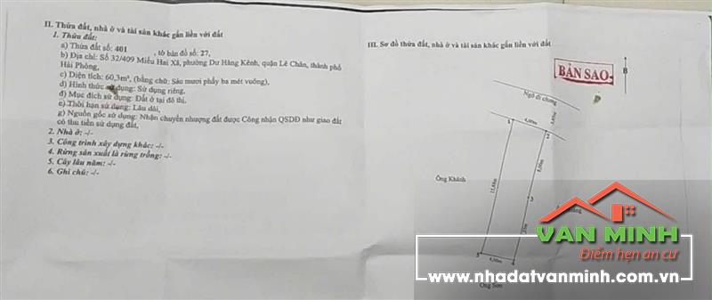 Bán đất mặt đường Vĩnh Cát Lê chân Hải phòng 