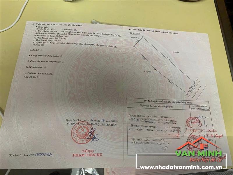 Bán đất mặt đường Vĩnh Cát Lê chân Hải phòng 