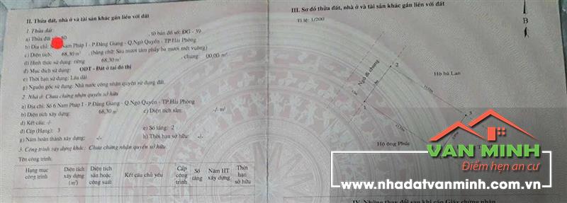 Bán nhà 2 tầng Nam Pháp, Ngô Quyền, Hải Phòng