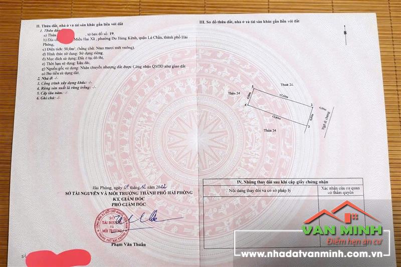 Chuyển nhượng lô đất mặt ngõ Miếu Hai Xã, Lê Chân, Hải Phòng