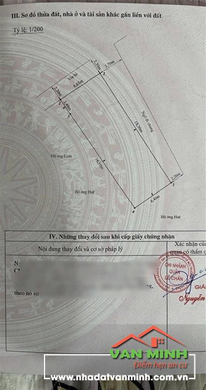 Chuyển nhượng lô đất mặt đường mương Trại Lẻ, Lê Chân, Hải Phòng