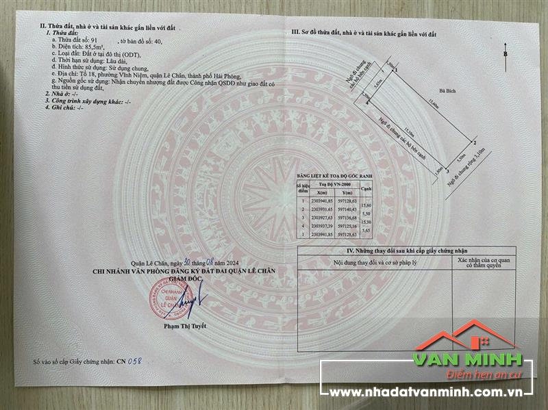 Chuyển nhượng lô đất mặt ngõ Thiên Lôi, An Biên, Hải Phòng