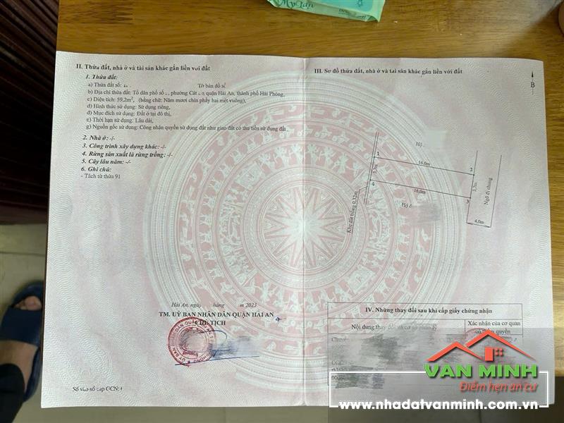 Bán nhà mặt ngõ Nguyễn Thị Thuận, Hải An, Hải Phòng.