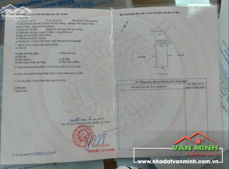 Cho thuê nhà số 120/58/128 Tôn Đức Thắng, Lê Chân, Hải Phòng