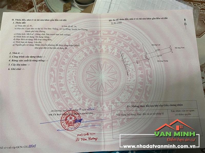 Bán nhà mặt đường Đại Lộ Tôn Đức Thắng, xã An Đồng, An Dương, Hải Phòng