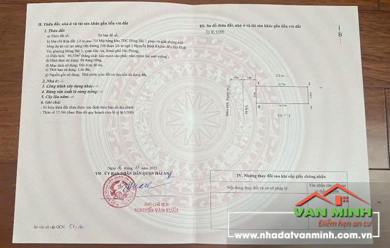 Bán đất TDC Vườn Mơ Hải An Hải Phòng