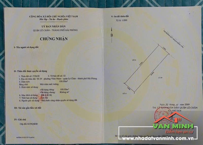 Bán đất TDC Vĩnh Niệm 5, Lê Chân Hải Phòng