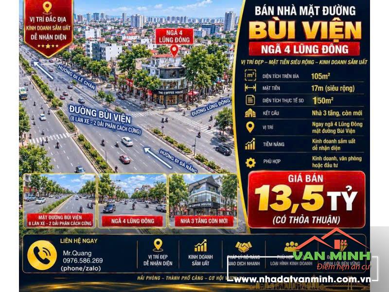 Bán nhà mặt đường Bùi Viện - Ngã 4 Lũng Đông, Hải An, Hải Phòng