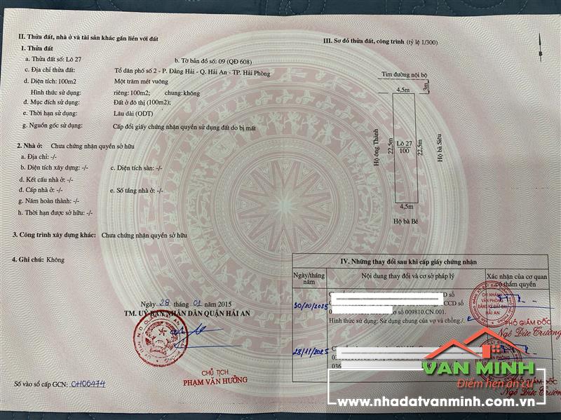 Chuyển nhượng lô đất tại TDC Đường Dứa, Hải An, Hải Phòng