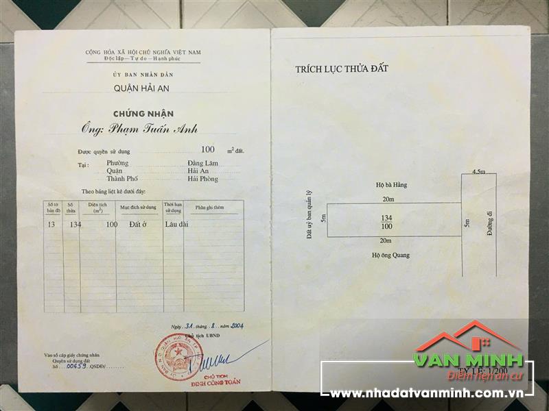 Bán đất mặt đường Trung Lực, Hải An, Hải Phòng