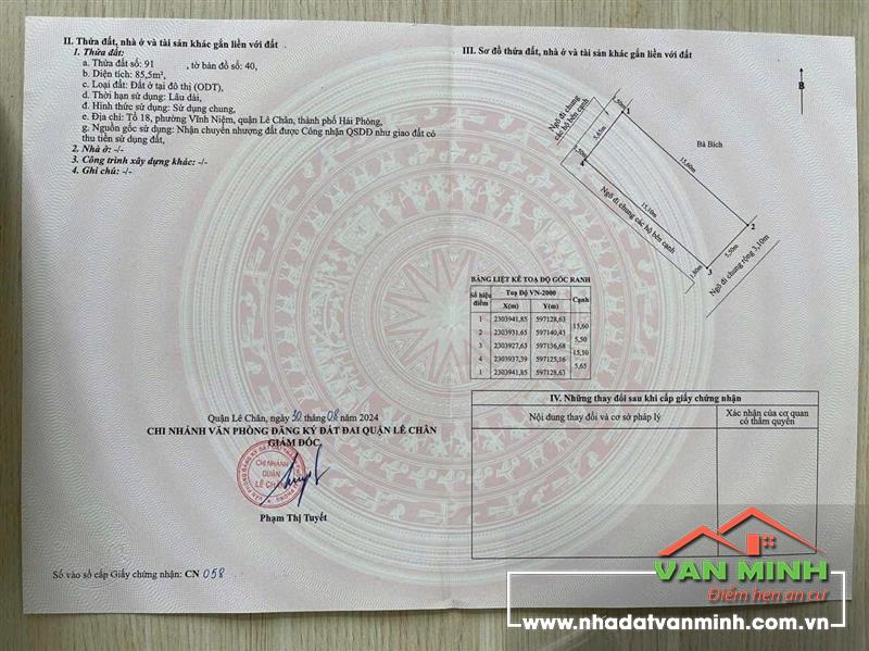 Chuyển nhượng lô đất mặt ngõ Thiên Lôi, An Biên, Hải Phòng