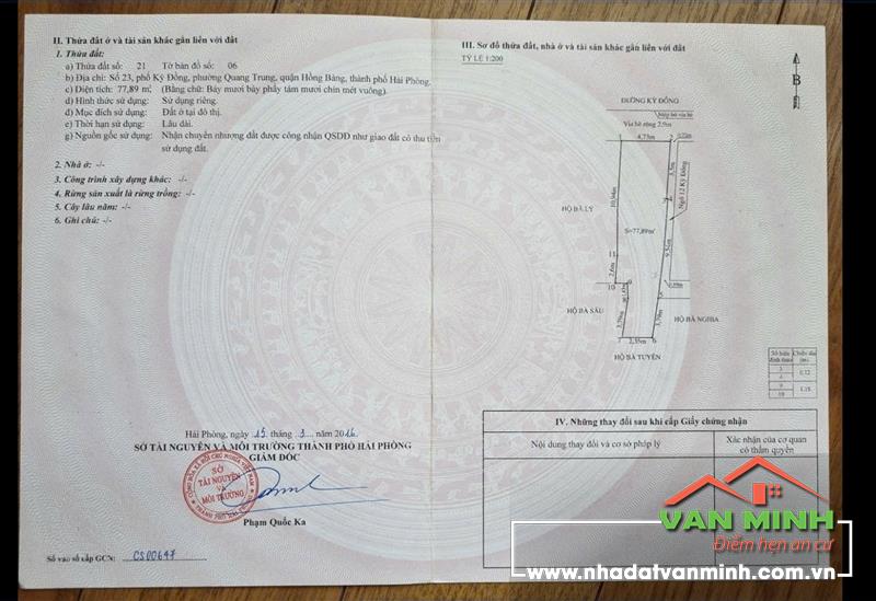 Bán đất tặng nhà mặt đường số 23 Kỳ Đồng, Hồng Bàng, Hải Phòng